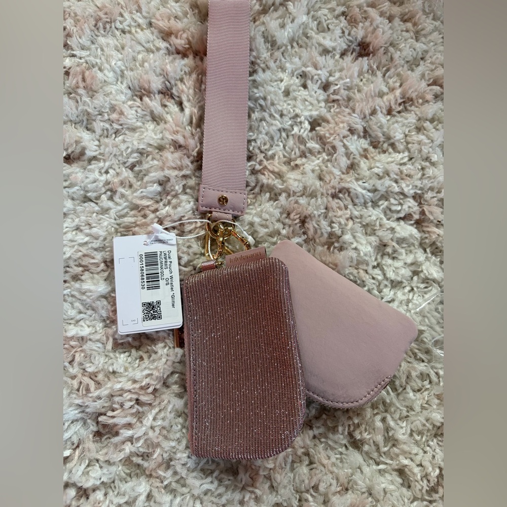 Lululemon Dual Pouch Wristlet Glitter Pink Champagne/ Mink Berry/ Gold - Picture 6 of 9